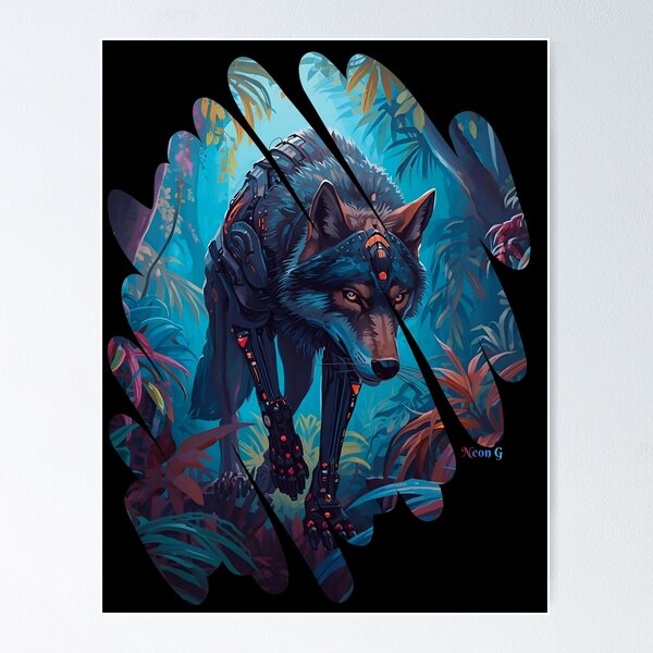 Item preview, Wolf prowling a neon jungle in Augmented reality 4 designed and sold by Neon G.