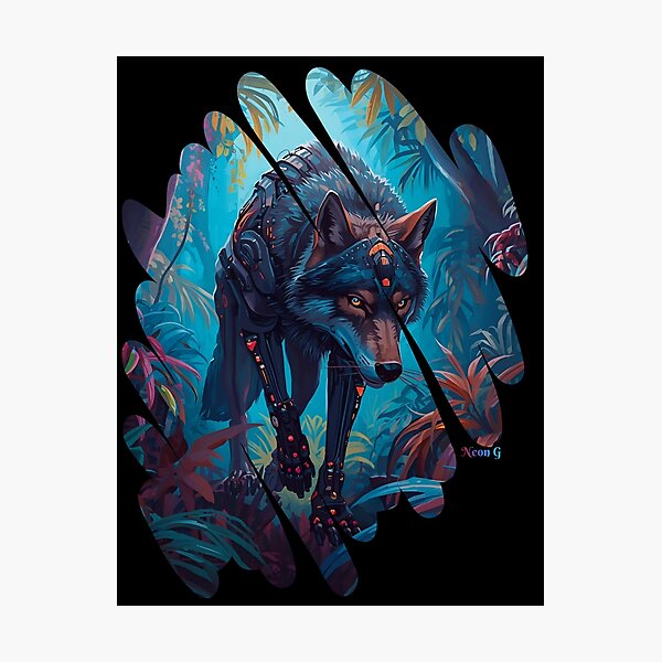 Item preview, Wolf prowling a neon jungle in Augmented reality 4 designed and sold by Neon G.