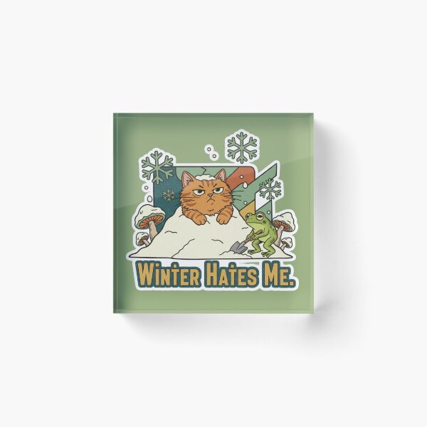 Item preview, Winter Hates Me – Retro Kawaii Cat designed and sold by catastrocat.