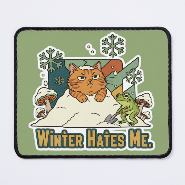 Item preview, Winter Hates Me – Retro Kawaii Cat designed and sold by catastrocat.