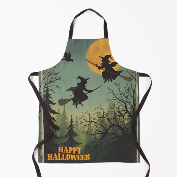 Artikelvorschau, Vintage Halloween-Kunst mit fliegenden Hexen entworfen und verkauft von Edenglow Prints & Peculiars.