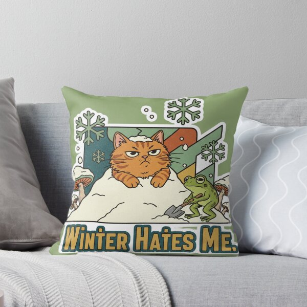 Item preview, Winter Hates Me – Retro Kawaii Cat designed and sold by catastrocat.