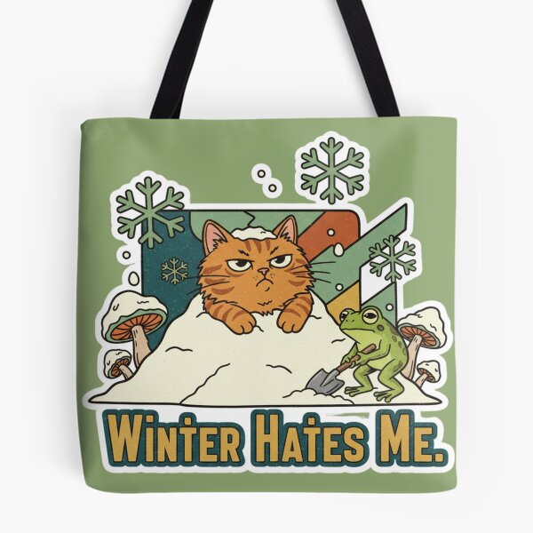 Item preview, Winter Hates Me – Retro Kawaii Cat designed and sold by catastrocat.