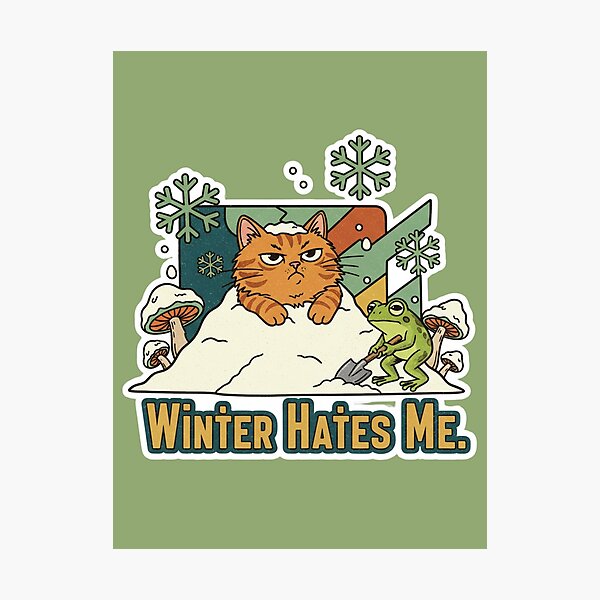 Item preview, Winter Hates Me – Retro Kawaii Cat designed and sold by catastrocat.