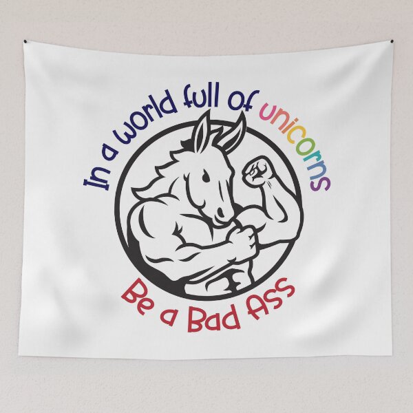 Item preview, world full of unicorns be a bad ass designed and sold by Katrabbit Graphics.