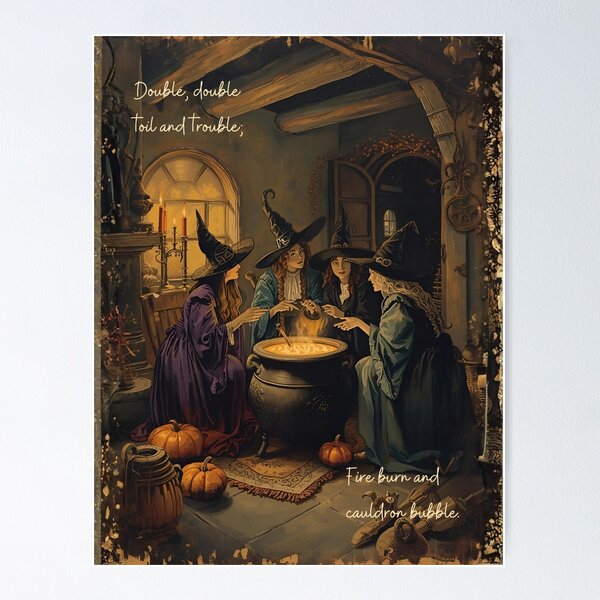 Item preview, Double, Double Toil and Trouble Witch Gathering Art designed and sold by Edenglow Prints & Peculiars.