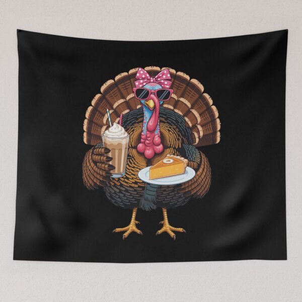 Item preview, Stylish Turkey with Cake and Drink Funny Thanksgiving Design designed and sold by Gogetgiggles.