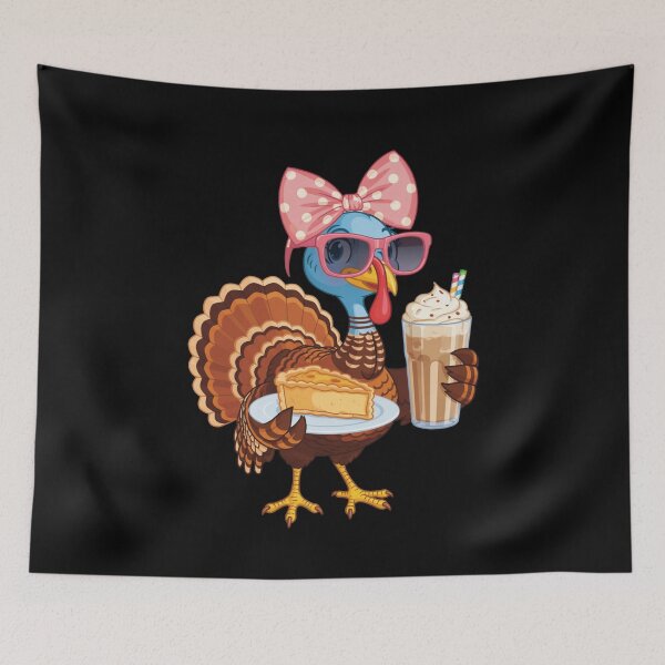 Item preview, Stylish Turkey with Cake and Drink Funny Thanksgiving Design designed and sold by Gogetgiggles.