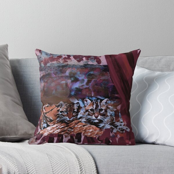 Item preview, Thunderstorm cats in shades of dusty rose pink, brown, burgundy and pale blue designed and sold by Most1234.