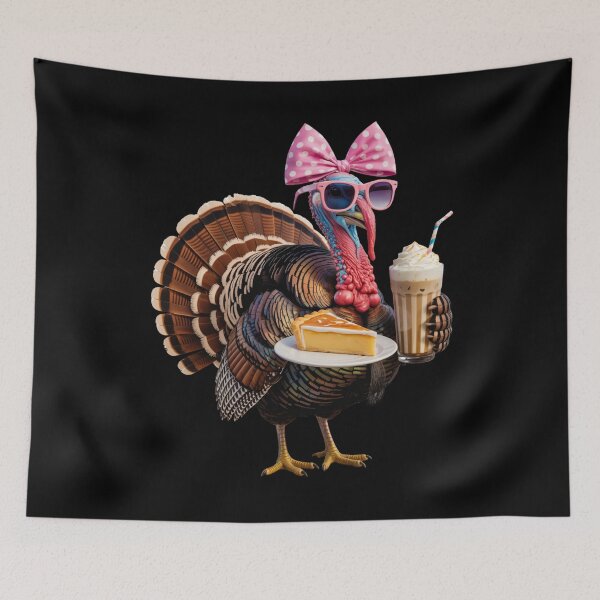 Item preview, Stylish Turkey with Cake and Drink Funny Thanksgiving Design designed and sold by Gogetgiggles.