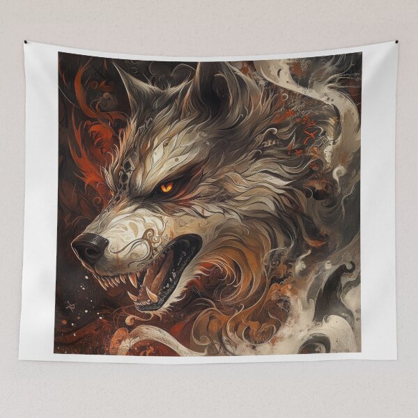 Item preview, Feral Tribal Wolf with Fiery Ornamental Fury designed and sold by Daagath.