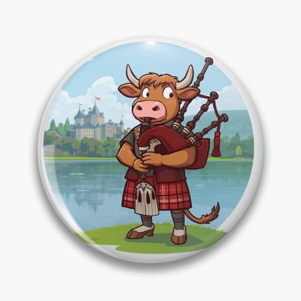 Item preview,  Highland Cow Piper Scotland Gift - Cute Bagpiper Coo with Castle Loch Design designed and sold by Loom on the Loch.