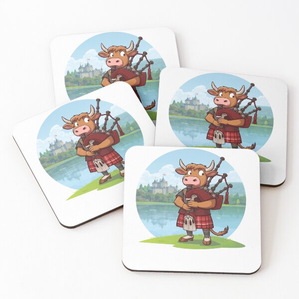 Item preview,  Highland Cow Piper Scotland Gift - Cute Bagpiper Coo with Castle Loch Design designed and sold by Loom on the Loch.