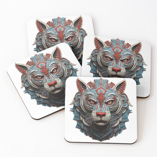 Item preview, Ornate Tiger Mandala in Red and Teal designed and sold by Daagath.