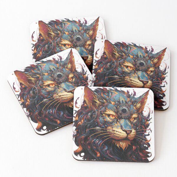 Item preview, Cyberpunk Cat With Fiery Mech Details designed and sold by Daagath.