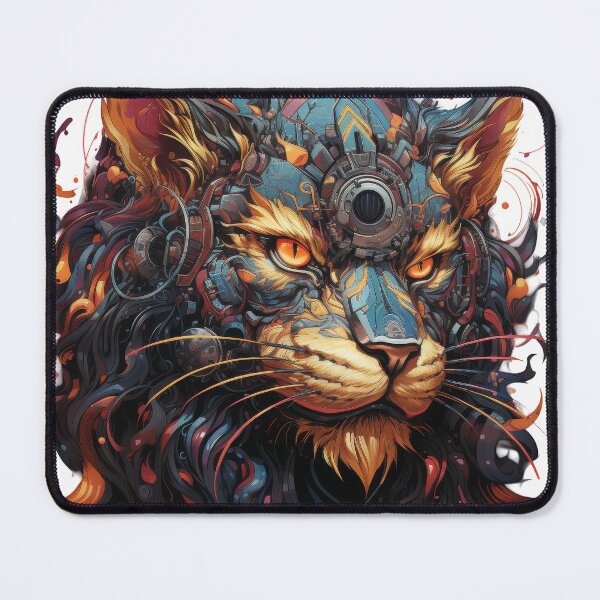 Item preview, Cyberpunk Cat With Fiery Mech Details designed and sold by Daagath.