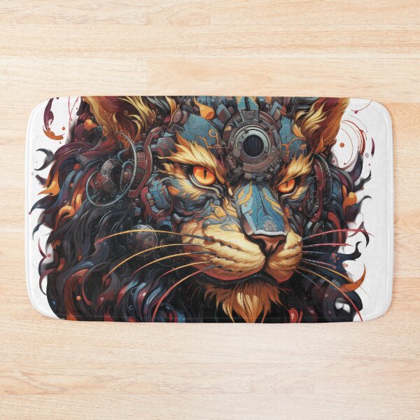 Item preview, Cyberpunk Cat With Fiery Mech Details designed and sold by Daagath.
