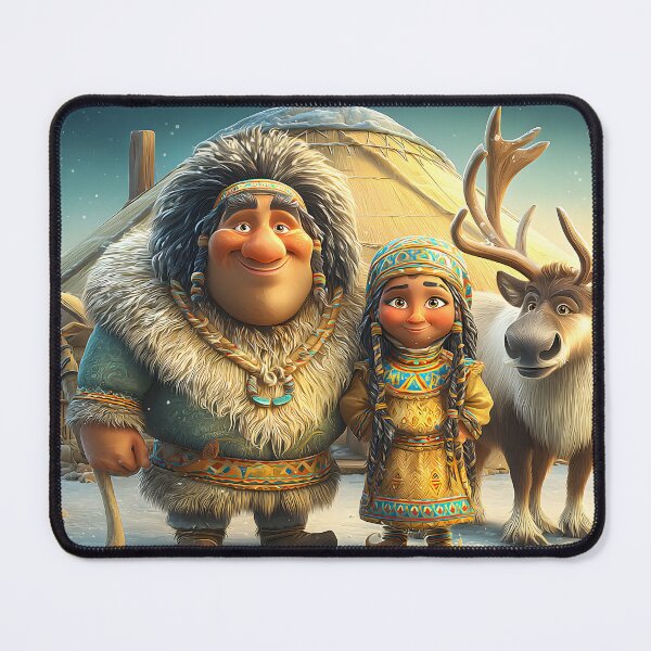 Item preview, Charming Inuit Characters with Reindeer in Winter designed and sold by Artessie.