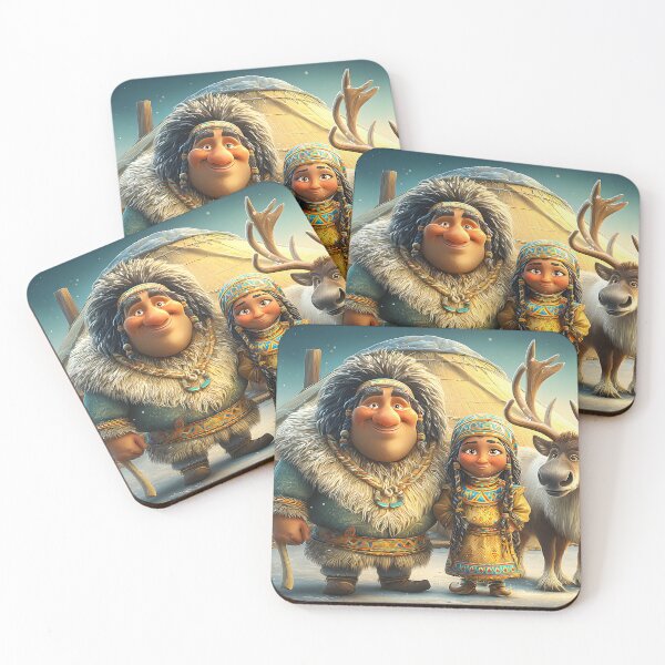 Item preview, Charming Inuit Characters with Reindeer in Winter designed and sold by Artessie.