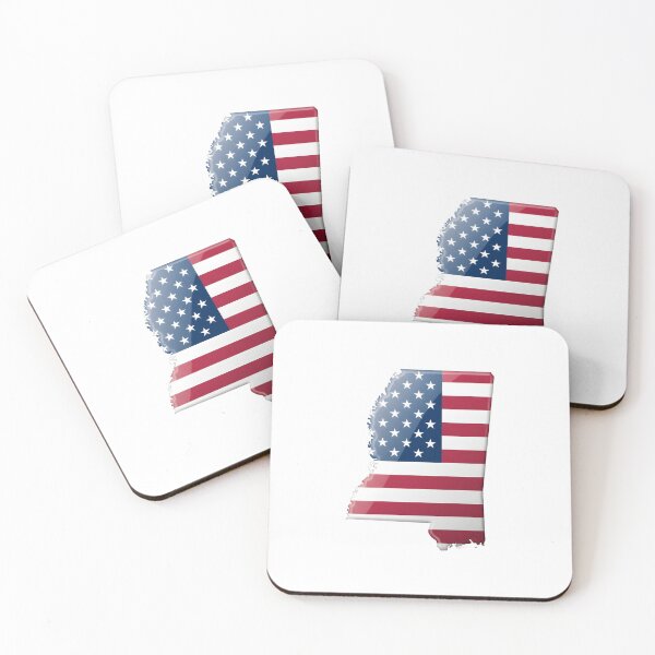 Item preview, Mississippi USA Flag Silhouette – Stars and Stripes State Outline designed and sold by Paper Drip.