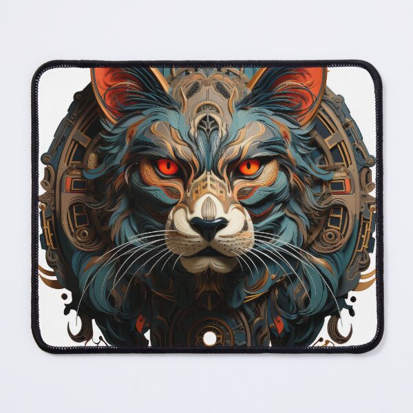 Item preview, Steampunk Cat Mandala with Fiery Eyes designed and sold by Daagath.
