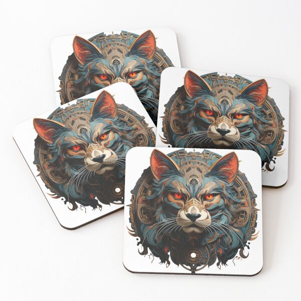 Item preview, Steampunk Cat Mandala with Fiery Eyes designed and sold by Daagath.