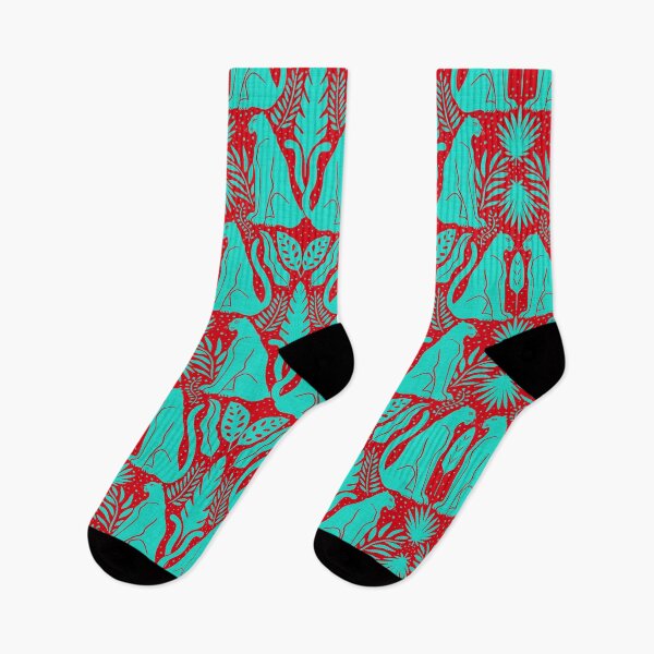Item preview, Panther Pattern - Turquoise On Red designed and sold by QuestingPixel.