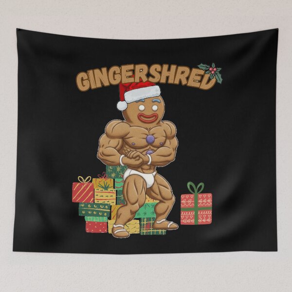 Item preview, Funny Gingershred Bodybuilder Christmas Shirt – Muscular Gingerbread Holiday Tee designed and sold by A-Szczesniak.