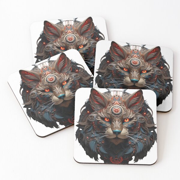 Item preview, Dark Mech Cat with Fiery Eyes and Clockwork Crown designed and sold by Daagath.