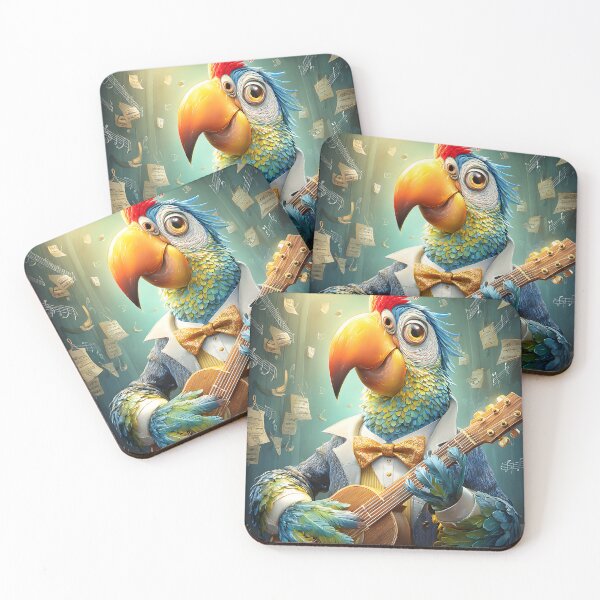 Item preview, Colorful Parrot Playing Music with Guitar on Stage designed and sold by Artessie.