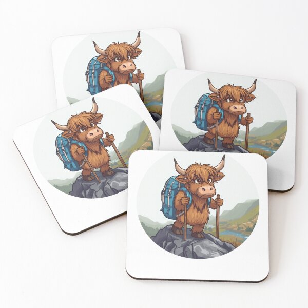 Item preview, Scottish Highland Cow Hiking Gift - Funny Coo Hiker with Backpack Scotland Adventure Art designed and sold by Loom on the Loch.