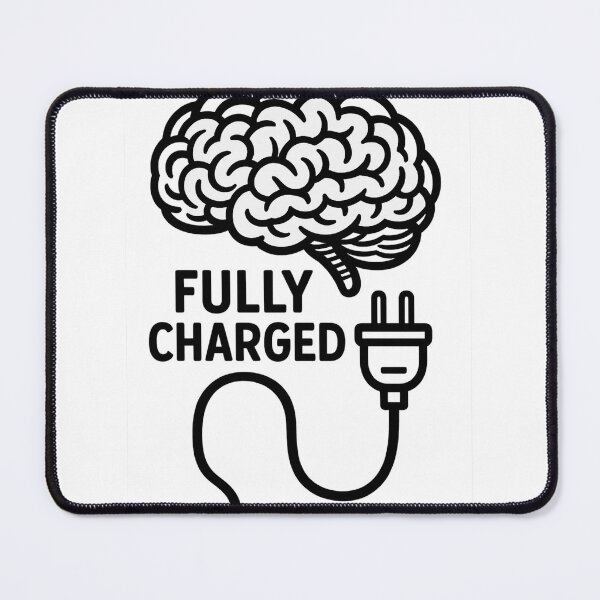 Item preview, Fully Charged Brain – Minimal Black & White Motivational Design | Aesthetic Productivity Sticker designed and sold by zevorgue.