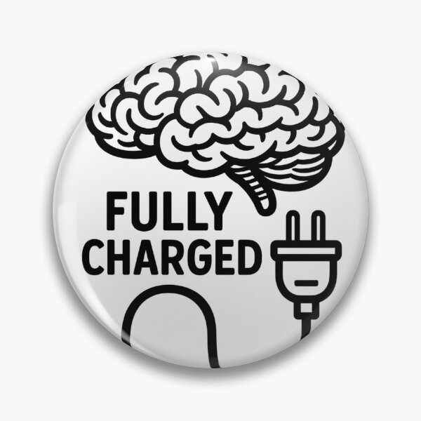 Item preview, Fully Charged Brain – Minimal Black & White Motivational Design | Aesthetic Productivity Sticker designed and sold by zevorgue.
