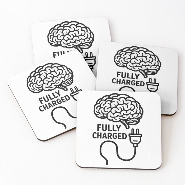 Item preview, Fully Charged Brain – Minimal Black & White Motivational Design | Aesthetic Productivity Sticker designed and sold by zevorgue.