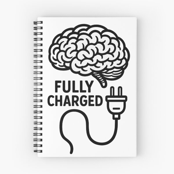 Item preview, Fully Charged Brain – Minimal Black & White Motivational Design | Aesthetic Productivity Sticker designed and sold by zevorgue.
