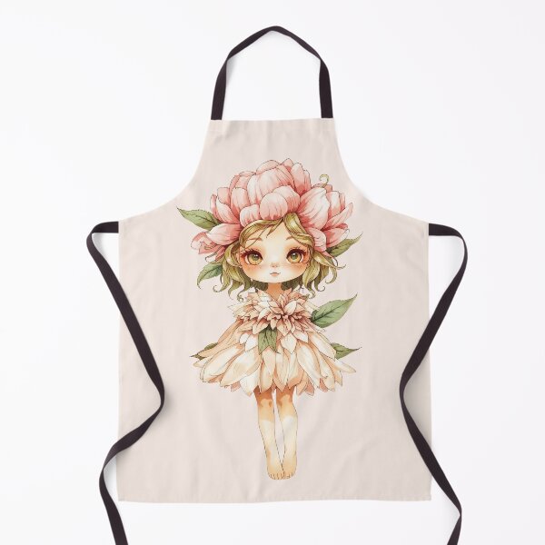 Item preview, Cute Peony Flower Girl - Fairy-tale fantasy character Whimsical childlike illustration designed and sold by RSDigitalPrintDesign.