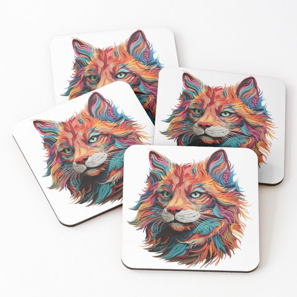 Item preview, Vibrant Psychedelic Cat with Flowing Colors designed and sold by Daagath.