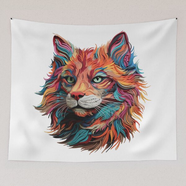 Item preview, Vibrant Psychedelic Cat with Flowing Colors designed and sold by Daagath.