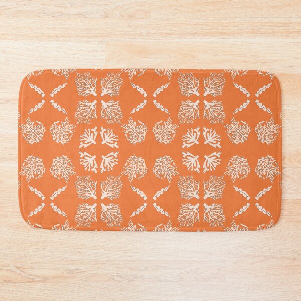 Item preview, Complementary symmetrical pattern of white corals on an orange background designed and sold by WONDERPRINTVALLEY.