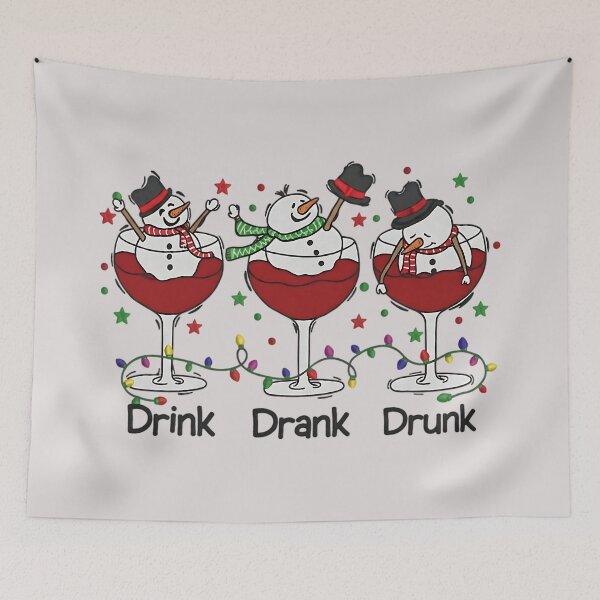 Item preview, Drink Drank Drunk Snowman Wine Glasses - Funny Christmas Pun designed and sold by AwesomeBeyondLimits.