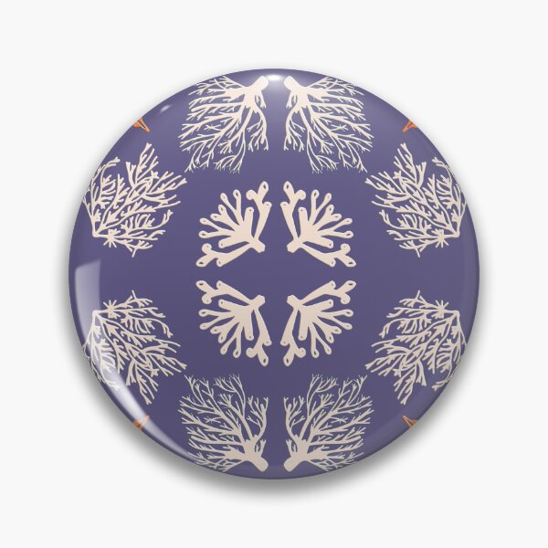 Item preview, Complementary symmetrical pattern of white corals on a medium blue background designed and sold by WONDERPRINTVALLEY.