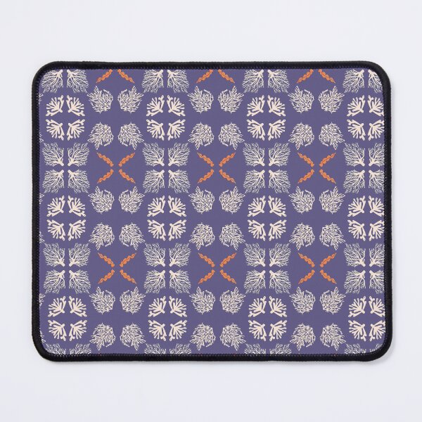 Item preview, Complementary symmetrical pattern of white corals on a medium blue background designed and sold by WONDERPRINTVALLEY.