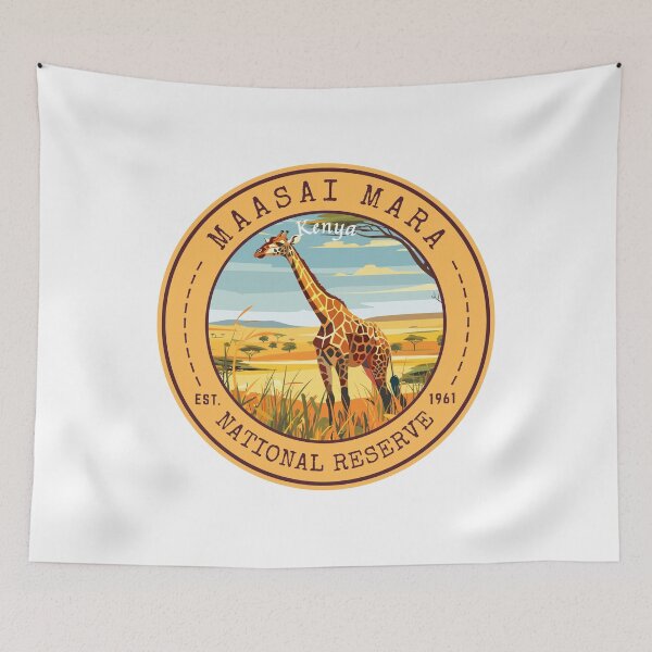 Item preview, Maasai Mara National Reserve, Kenya Vintage Travel Art Circle Emblem designed and sold by MaateoDesign.