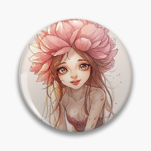Item preview, Beautiful Pink Peony Flower Girl - Fairy-tale fantasy character Whimsical childlike illustration designed and sold by RSDigitalPrintDesign.