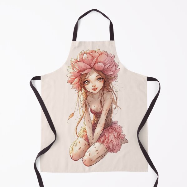 Item preview, Beautiful Pink Peony Flower Girl - Fairy-tale fantasy character Whimsical childlike illustration designed and sold by RSDigitalPrintDesign.