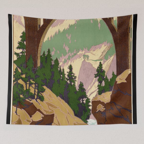 Item preview, Vintage 1909 Rhaetian Railway Poster | Art Nouveau Swiss Travel Print | Davos-Filisur Line Viaduct Art by  designed and sold by artofuniverse.