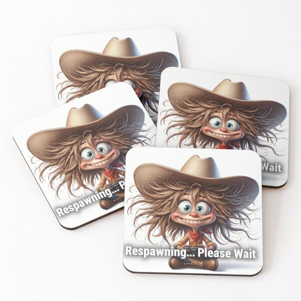 Item preview, Respawning… Please Wait – Funny Cowgirl Gamer Design designed and sold by AmaJoy Designs .