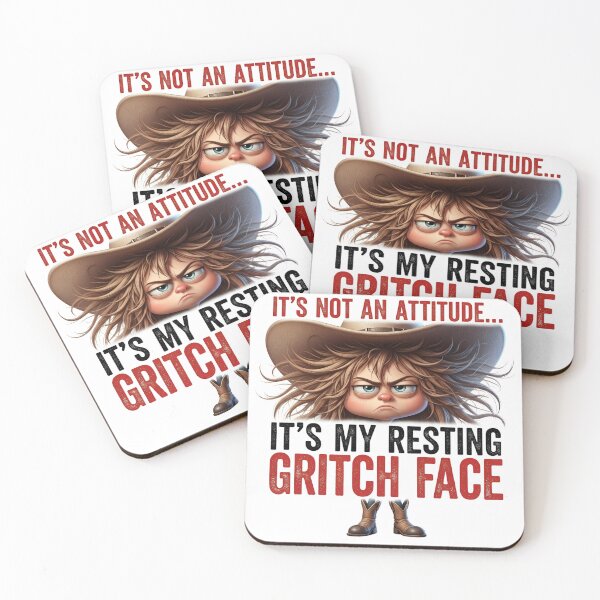 Item preview, It’s Not an Attitude… It’s My Resting Gritch Face – Funny Cowgirl Christmas Mood designed and sold by Enjoynit.