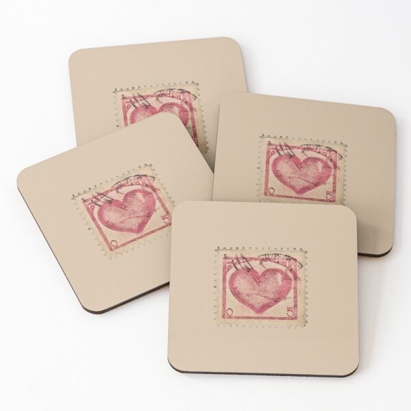 Item preview, heart shape travel post card stamp designed and sold by inainart.