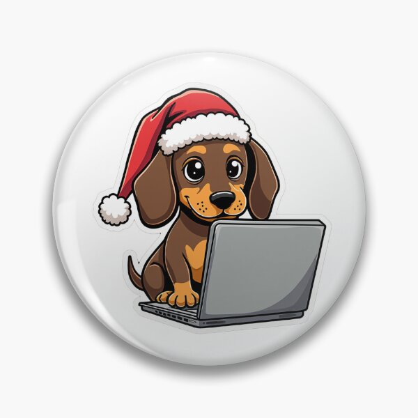 Item preview, Santa Hat Dachshund Laptop | Christmas Tech Dog Decal designed and sold by ColoredPanda.